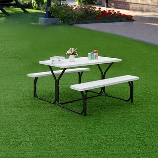 Shop Costway Picnic Table Bench Set Outdoor Backyard Patio Garden