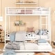 preview thumbnail 3 of 7, White Full XL Over Queen Metal Bunk Bed with Trundle and Full-Length Guardrail, Convertible to Two Beds