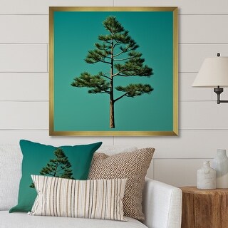 Designart "Pine Minimal Emeral Symmetry" Tree Pine Framed Canvas Prints ...
