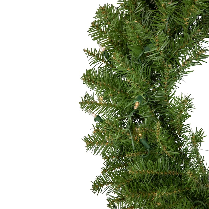 Pre-Lit LED Rockwood Pine Artificial Christmas Wreath 24-Inch Warm White Lights - 24"