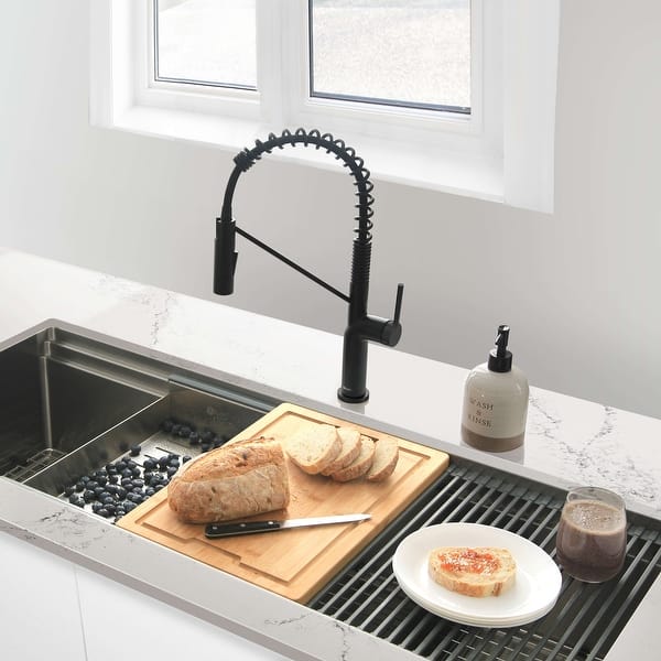 slide 2 of 56, STYLISH Stainless Steel Single Handle Pull Down Sprayer Kitchen Faucet - Faucet Height: 16 3/4" | Spout Height: 7 1/2" Matte Black