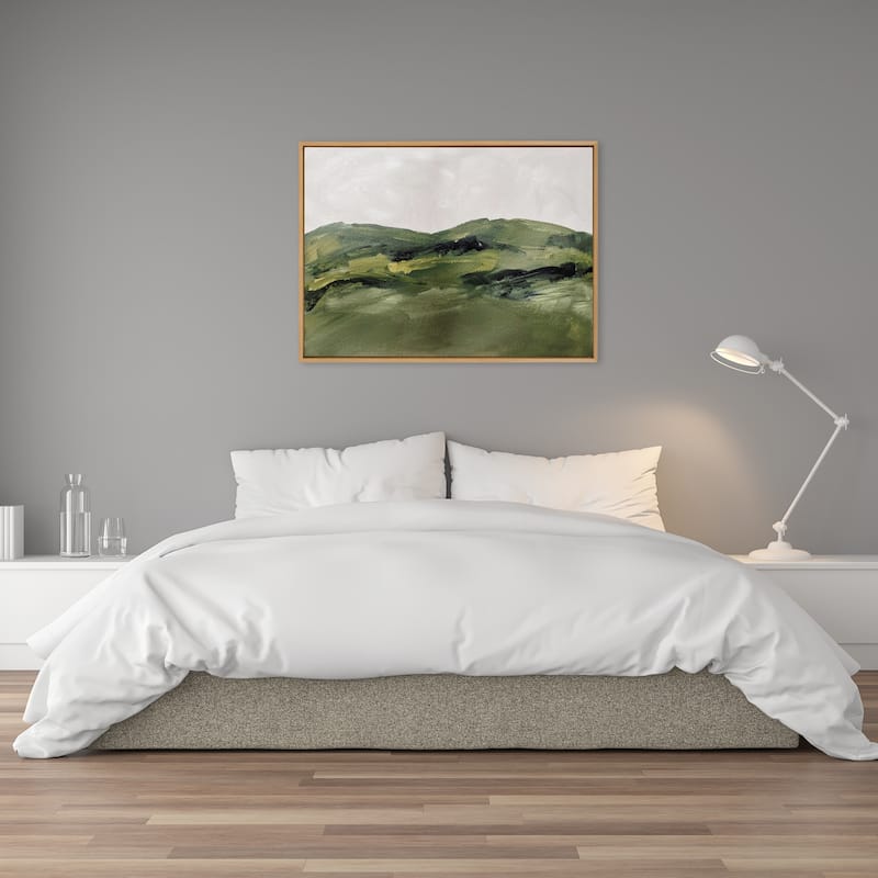 Kate and Laurel Sylvie Green Mountain Landscape Framed Canvas by Amy Lighthall