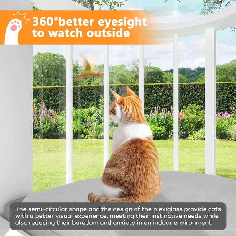 VEIKOUS Premium Cat Window Perch Box, 360° View Outdoor Catio Enclosure with Sunroof