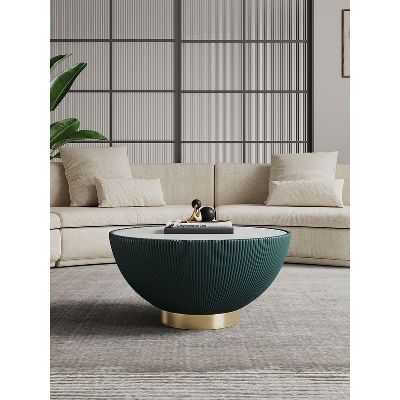 Manhattan Comfort Anderson Sintered Stone Top Upholstered Coffee Table