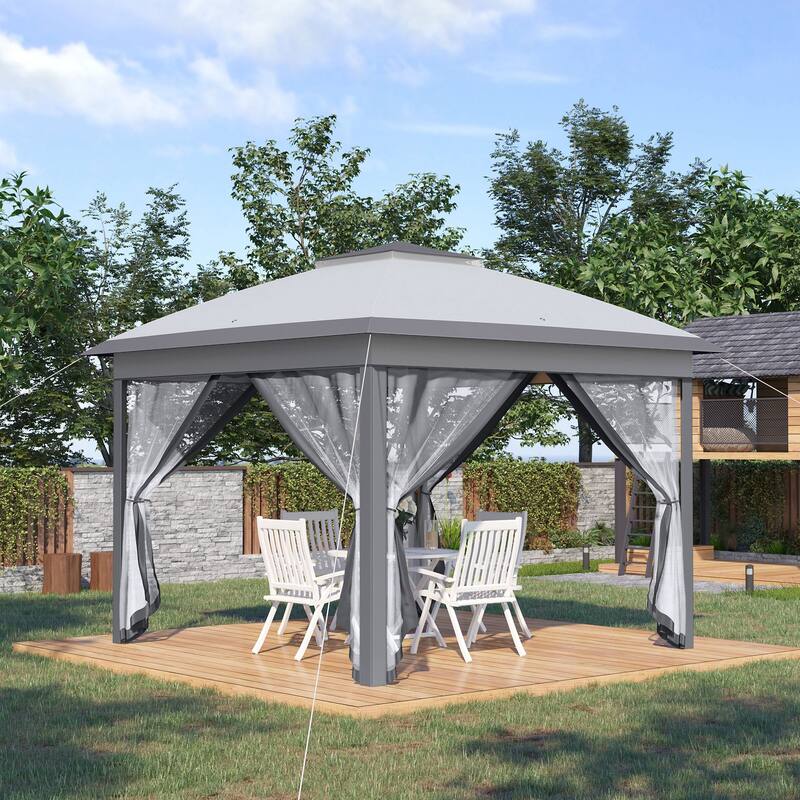 11' x 11' Pop Up Canopy Tent with Netting and Carry Bag