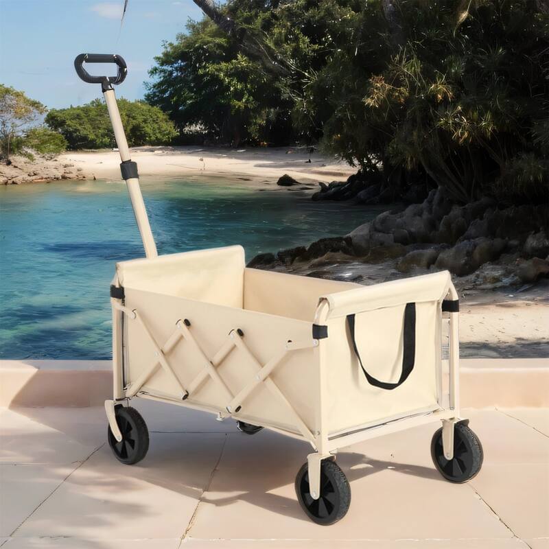Lightweight Heavy Duty Folding Beach Wagon with Wheels, Large Capacity