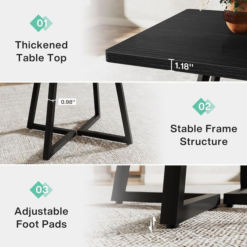 31.5” Square Dining Table for 4 with Metal Base for Dining Room