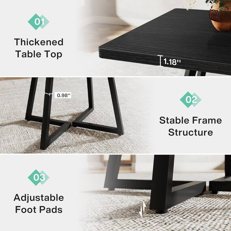 Small Dining Table for 4, 31.5 Inches Industrial Dinner Table with Metal Base