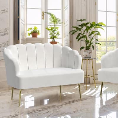 Velvet Comfortable Softness Metal Legs Loveseat Sofa