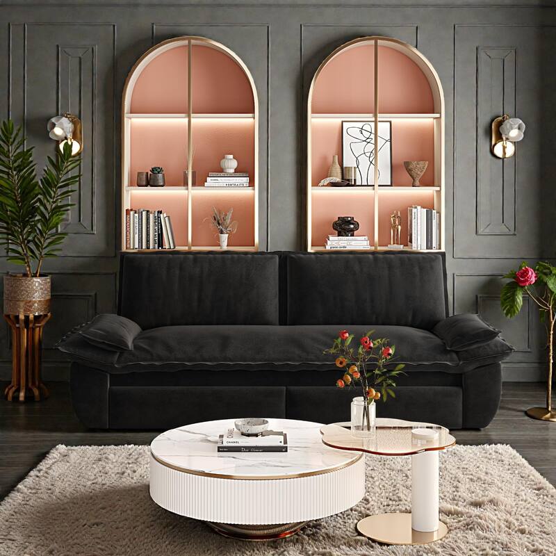 73.2" Pull Out Sofa Bed, 3-in-1 Convertible Queen Sleeper Sofa, Velvet Loveseat Couch for Living Room Bedroom