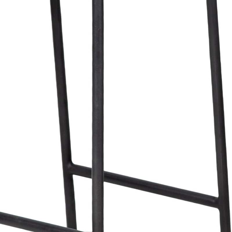 HomeRoots 30" Black Solid Wood and Metal Backless Bar Height Bar Chair