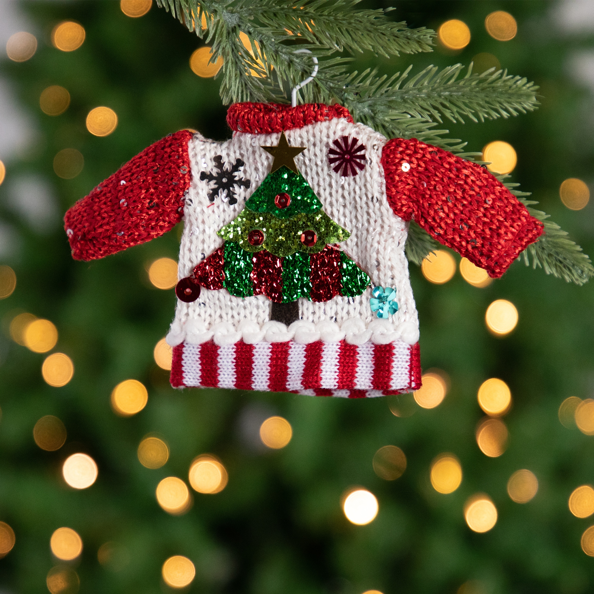 Northlight Seasonal 4.5 Christmas Tree Sweater on a Hanger Ornament