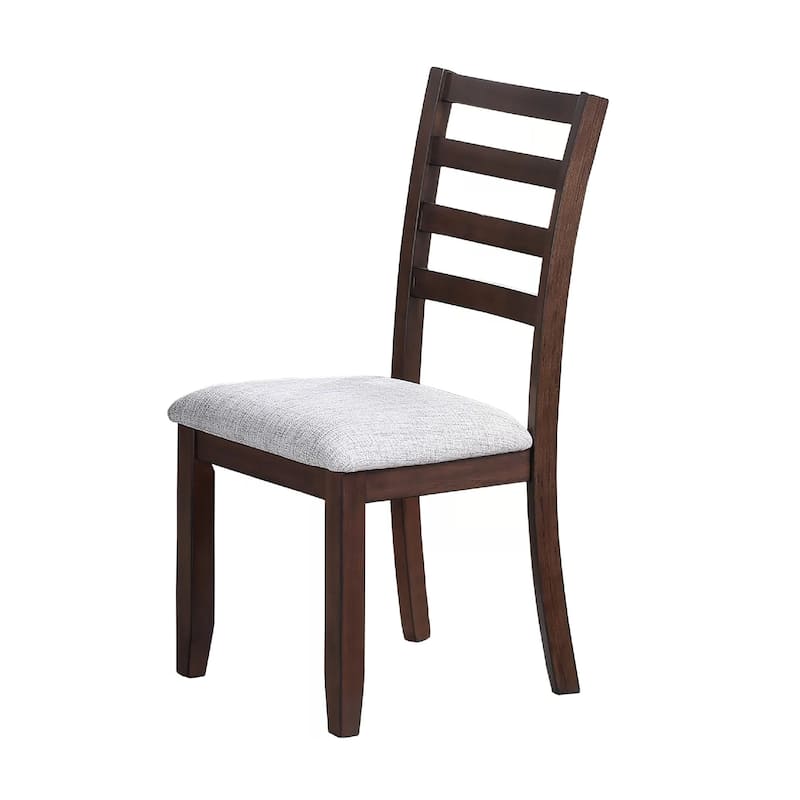 Rosanna Dining Chair, Set of 2, White Fabric Foam Seat, Walnut Brown Rubberwood