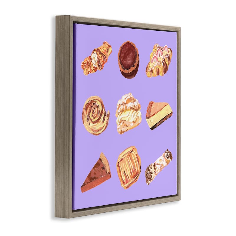 Stupell Delicious Pastries on Purple Framed Floater Canvas Wall Art Design By Melissa Wang