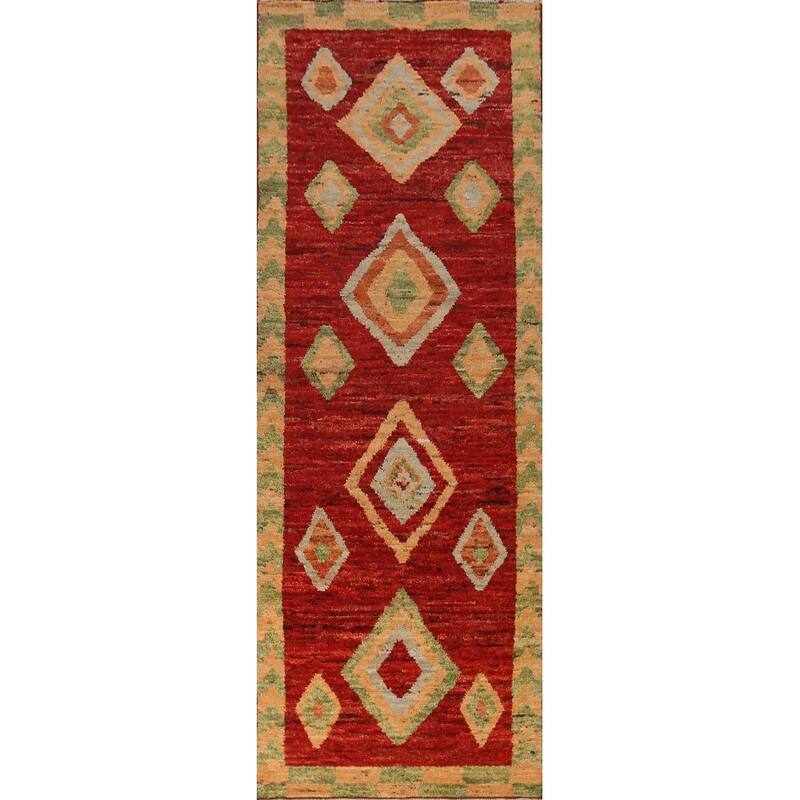 Moroccan Oriental Runner Rug Handmade Hallway Wool Carpet - 3'6" x 13'5"