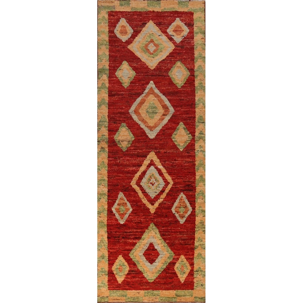 Moroccan Oriental Runner Rug Handmade Hallway Wool Carpet - 3'6" x 13'5"