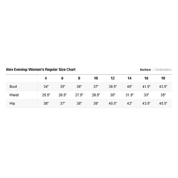 alex evenings plus size chart