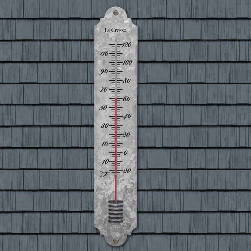 La Crosse 204-1550 19.50" Galvanized Metal Analog Vertical Thermometer