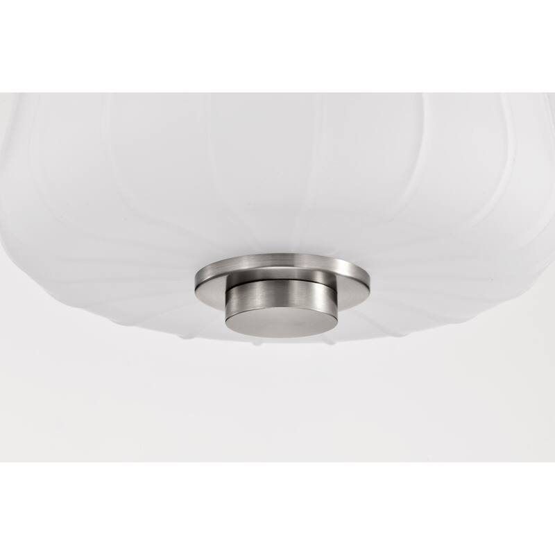 Lune Mini Pendant Brushed Nickel Finish Etched White Glass - Brushed Nickel