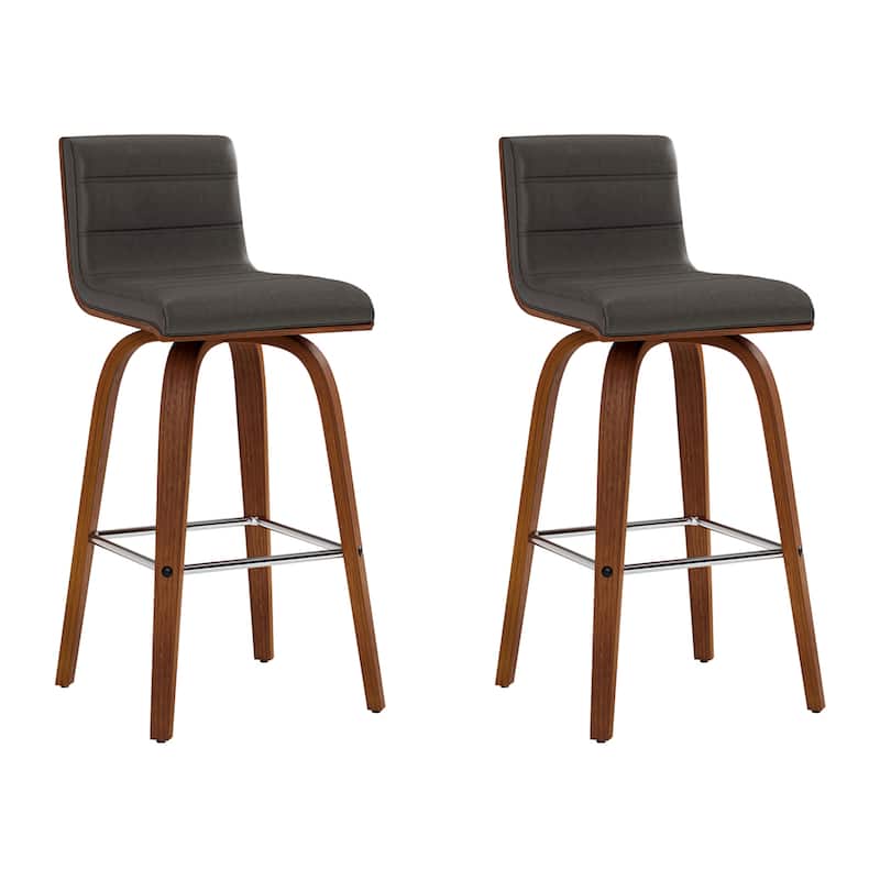 Skara Swivel Bar Stool, Upholstered Bar Height Chair with Bentwood Frame