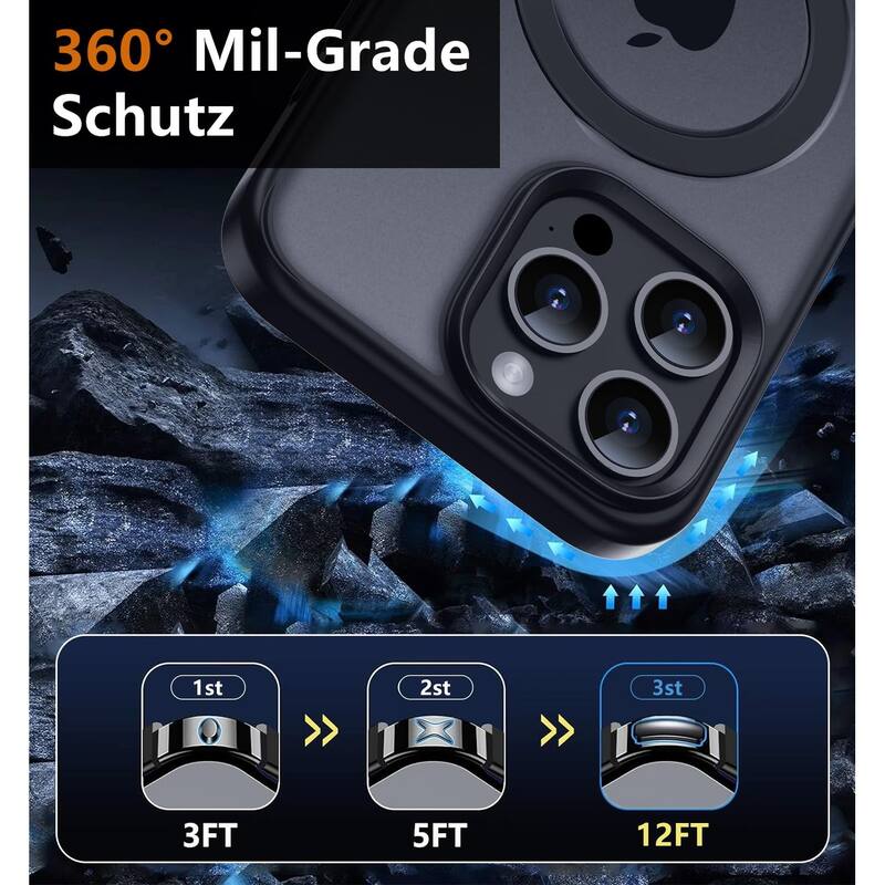 iPhone 14 Pro 360 Adjustable Stand with Camera Protection Compatible with Mag Safe,Translucent Case Ring Magnetic Invisible Case