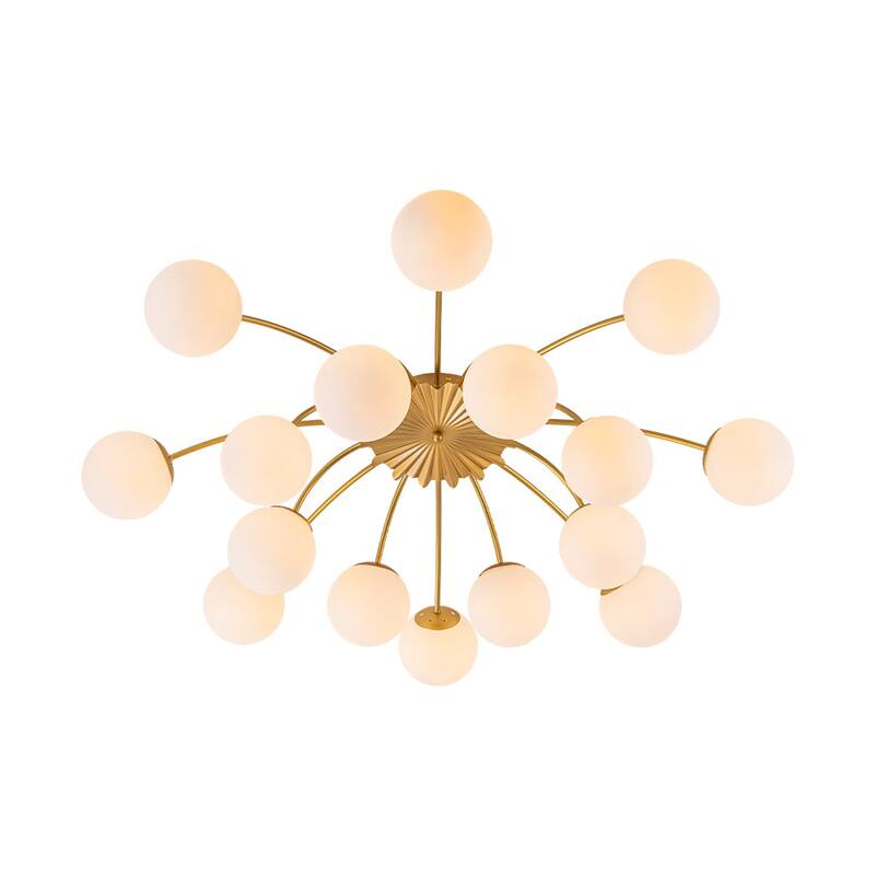 Mid-Century 12-Light Milky Glass Globe Sputnik Ceiling Light - 39in