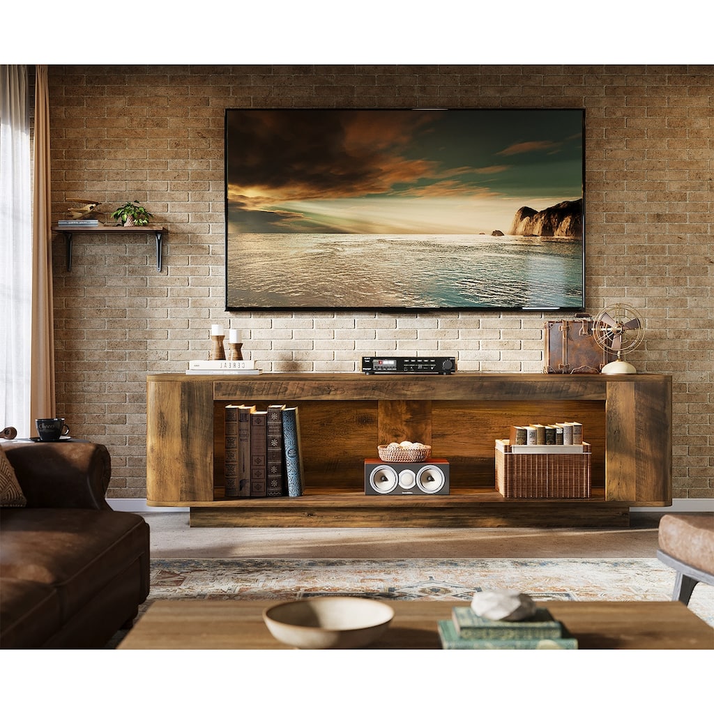 TV Stand with LED Light Strip Entertainment Center for 65'' to 80'' TVs