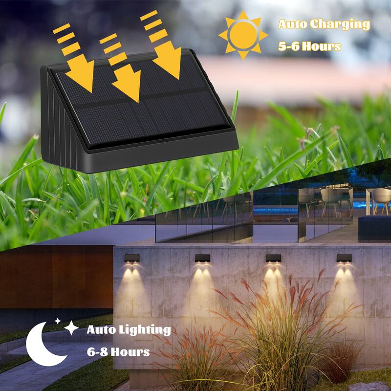 Solar Lights for Outside, Warm White Fence Lights Solar Powered