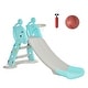 preview thumbnail 3 of 8, Qaba 2 in 1 Kids Slide w/ Basketball Hoop for 18 months to 4 Years, Blue & Gray - 55" x 34.25" x 29.5"