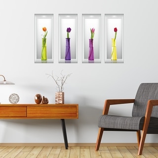 Walplus 3D Displayed Tulips Colorful Vase Wall Sticker Peel and Stick