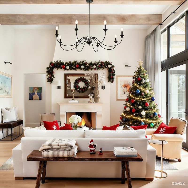 Modern Black 8-Light Chandelier Classic Candle Wheel Lights for Dining Living Room Entryway - D 47.2" x H 9.4"