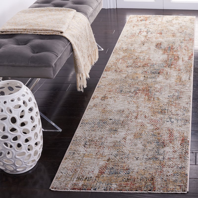 SAFAVIEH Silverado Abby Modern Abstract Rug - 2' x 8' Runner - Ivory/Gold