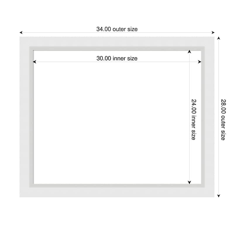 Amanti Art Blanco White Framed Dry Erase Magnetic Board - 34 x 28 in