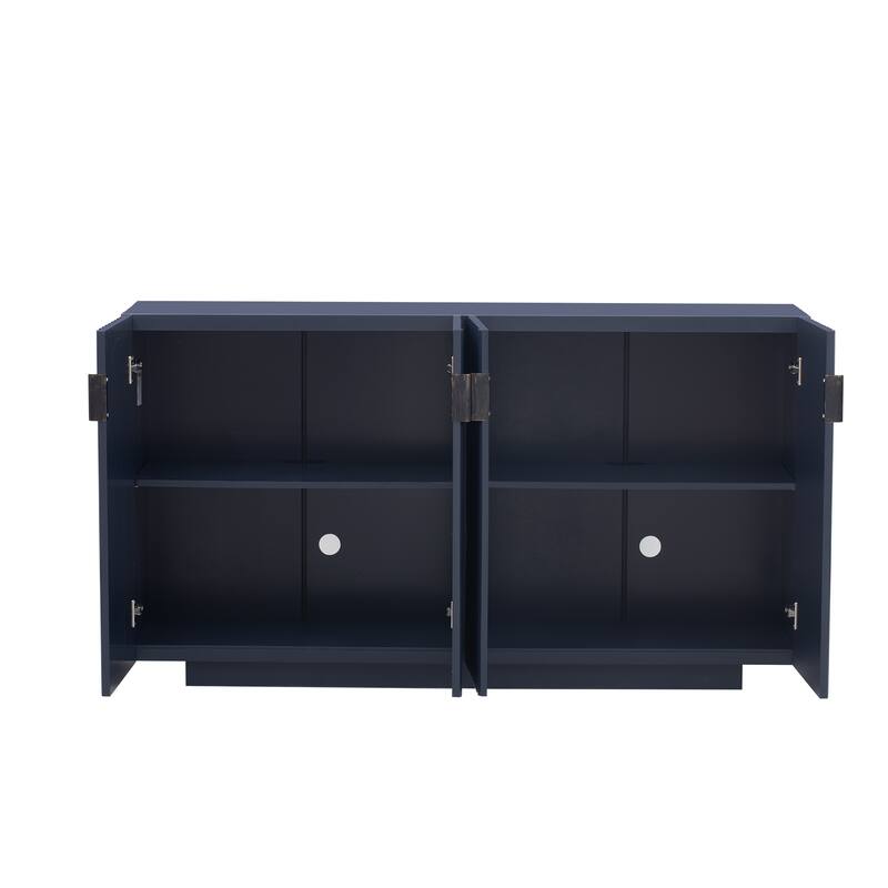 4 Wavy Doors Ample Storage Space Sideboard with Adjustable Shelves and Retro Copper Handles for Dining Room and Living Room