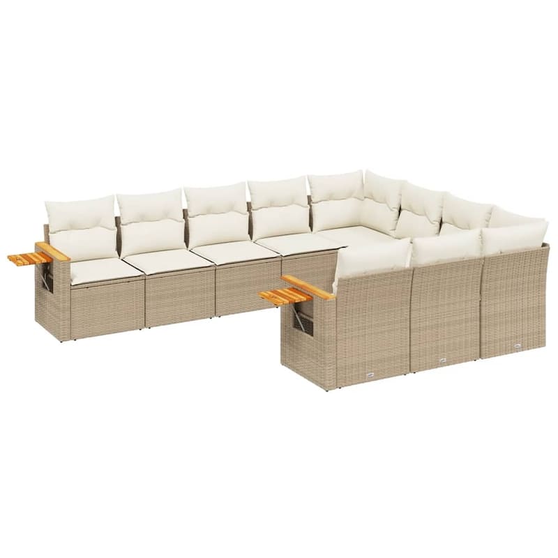 vidaXL Patio Sofa Set with Cushions Outdoor Conversation Furniture Poly Rattan - 24.4 x 33.5 x 27.2 in