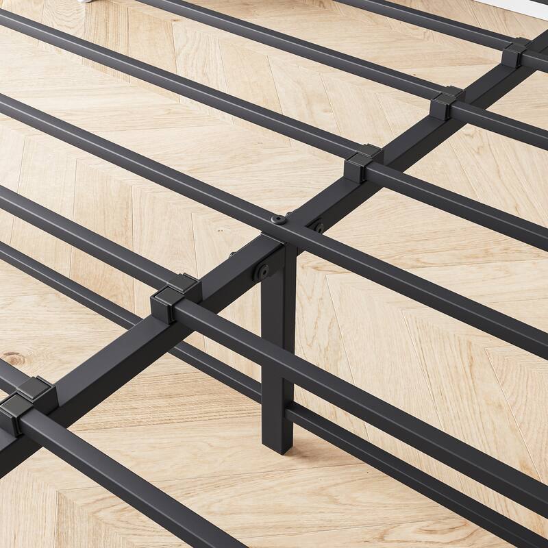 Metal & Wood & Upholstered Platform Bed Frame