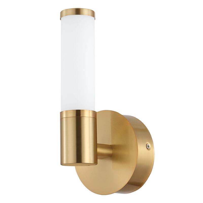 Palmera 1-light LED Bath and Vanity Light with White Glass - Brushed Gold