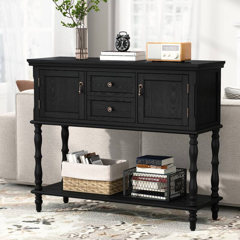 Farmhouse Wood Console Table - Black