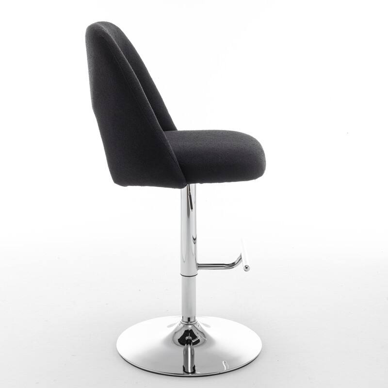 Best Quality Furniture Adjustable Textured Fabric Barstools with Chrome Finish Base (Set of 2)