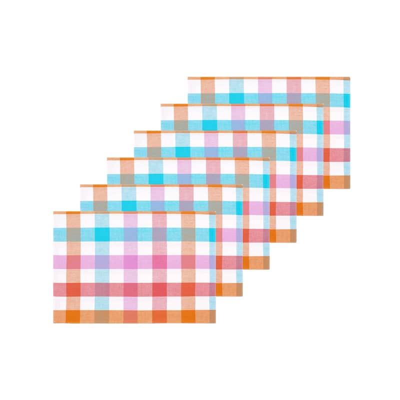 Cabana Plaid Gingham Check Placemat, Set of 6, 13" x 19"
