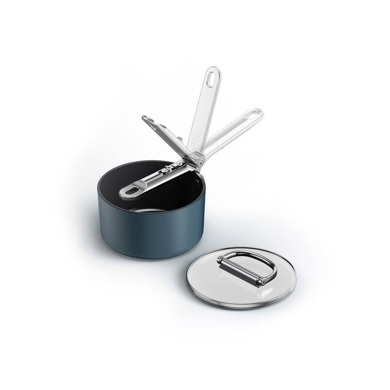 Joseph Joseph Space Ceramic Non-Stick 1.4 Qt. Saucepan with Folding Handle and Lid
