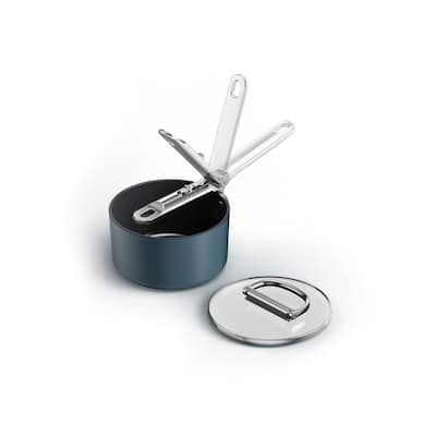 Joseph Joseph Space Ceramic Non-Stick 1.4 Qt. Saucepan with Folding Handle and Lid