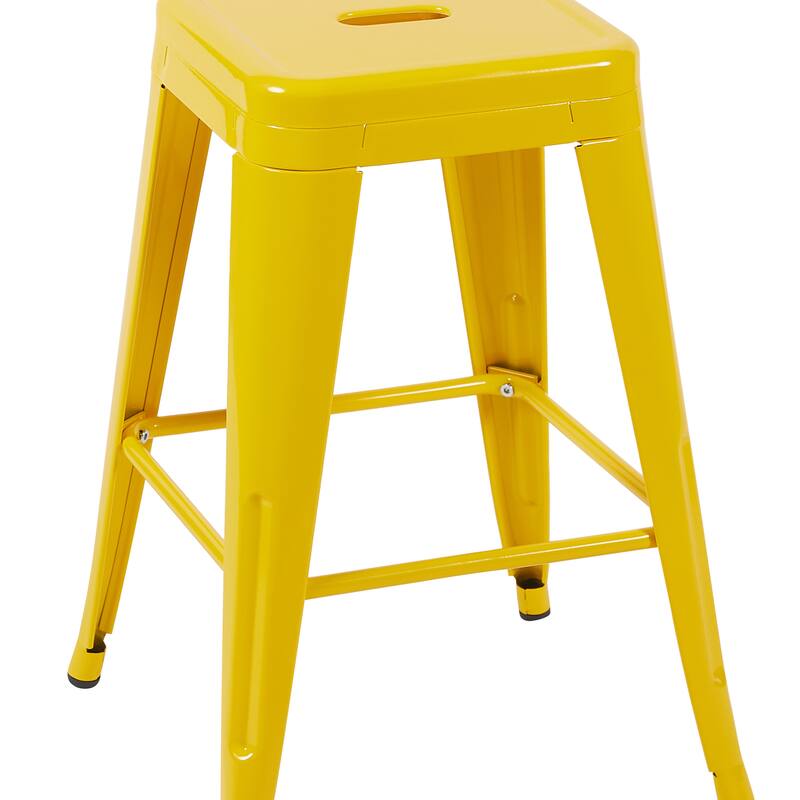 AC Pacific 24 Inch Industrial Stackable Metal Counter Stools Set of 2