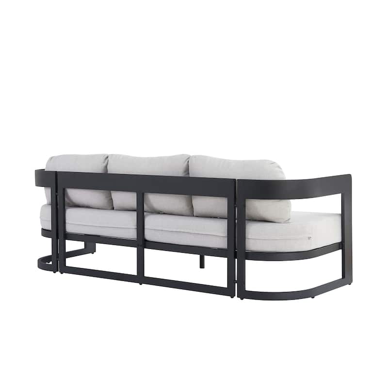 Christopher Knight Home - Elvis Modern Outdoor Aluminum 3 Seater Sofa with Fade-Resistant Cushions