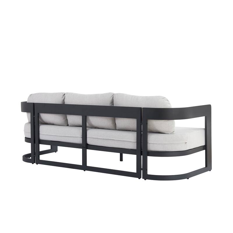 Christopher Knight Home - Westhaven 5-Piece Outdoor Aluminum Patio Conversation Set with Teak Finish Accents and Cushions