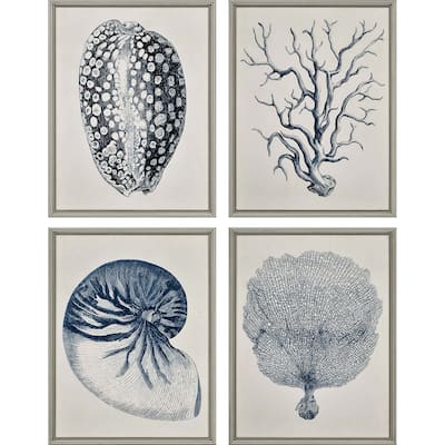 Coastal S/4 Framed Art Giclee Under Glass - Blue