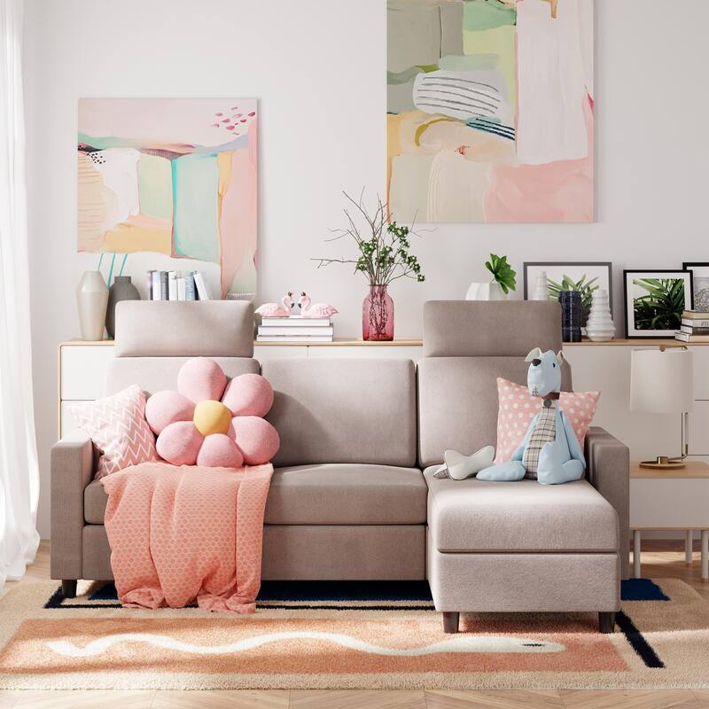 Futzca Modern L-shaped Convertible Sectional Sofa w/ Reversible Chaise