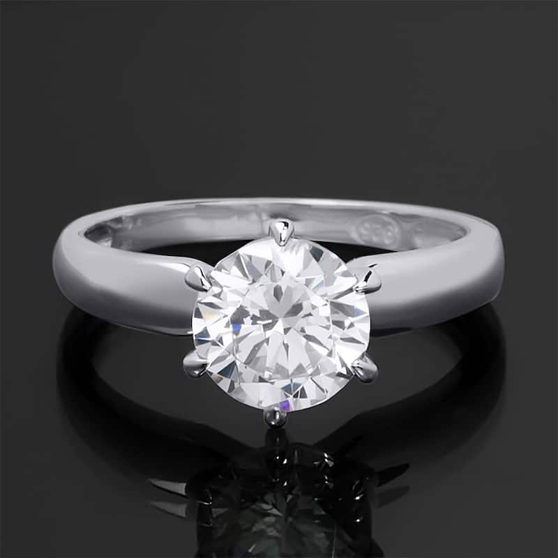 Sterling Silver 1.0 CT Brilliant Solitaire Cubic Zirconia Bridal Ring