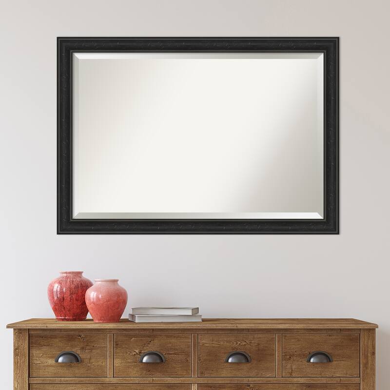 Beveled Wall Mirror - Shipwreck Black Narrow Frame