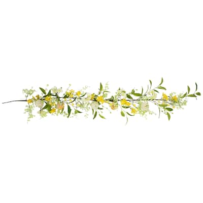 Berry and Thistle Floral Spring Garland - 5' - Yellow
